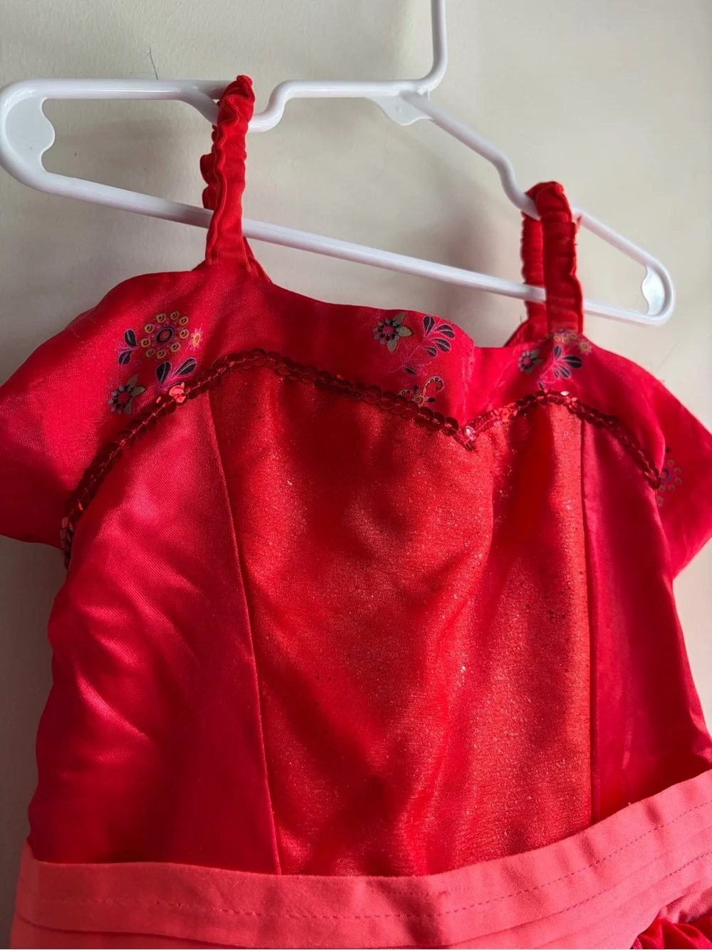 Disney Parks Elena Avalor Red Floral Costume Dress Girls Size S 8A Princess Gown